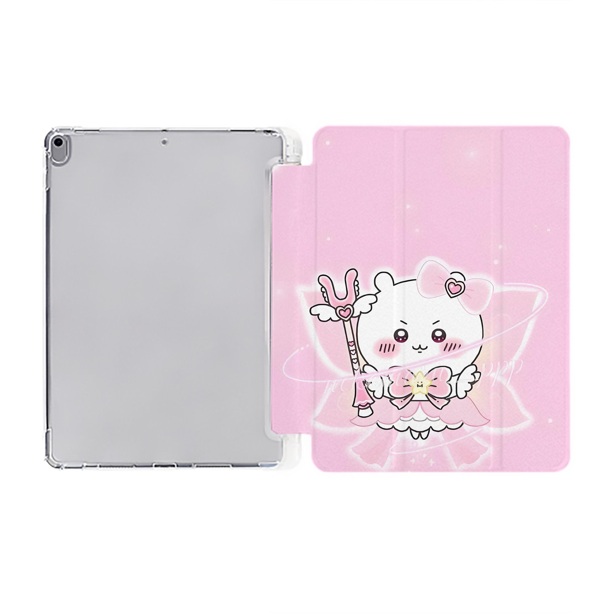 （画像用） ちいかわ Chii-kawa IPad ケース ペン収納付き 三つ折りスタンド PUレザー×シリコン 対応機種9.5/10.5/10.9インチ
